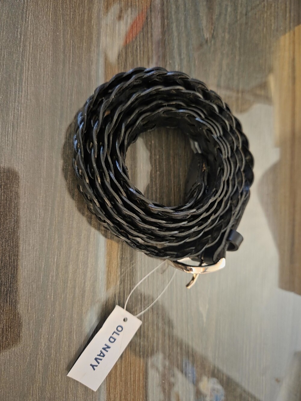 Old Navy Black Braided Leather Belt Plus Size 22/24W NWT